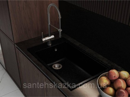 Кухонна мийка LAGOON 760 black на 80% складається з кварцевого піску та на 20% з. . фото 2