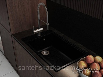 Кухонна мийка LAGOON 760 black на 80% складається з кварцевого піску та на 20% з. . фото 1