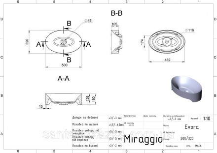 Умивальник EVORA MIRASOFT MIRAGGIO зі штучного каменю - це практичне рішення для. . фото 3