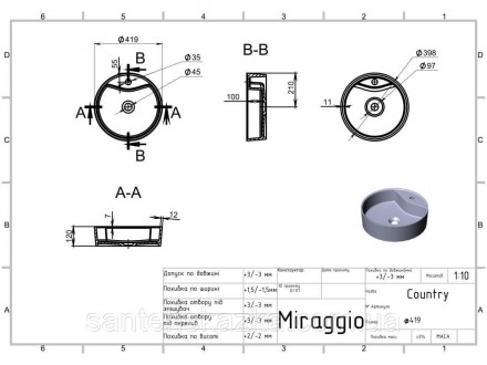Умивальник COUNTRY MIRAGGIO зі штучного каменю - це практичне рішення для санвуз. . фото 9