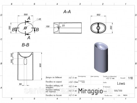 Умивальник LOWA MIRASOFT MIRAGGIO зі штучного каменю - це практичне рішення для . . фото 3