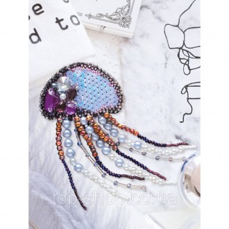 Набір для вишивання бісером прикраси на натуральному художньому холсті "Медуза" . . фото 3