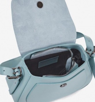Італійська блакитна стильна сумочка через плече, крос-боді, виготовлена з натура. . фото 5