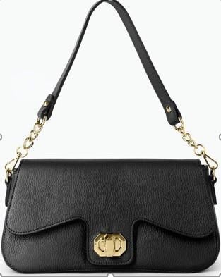 Стильна шкіряна італійська елегантна чорна сумочка виготовлена з натуральної шкі. . фото 2
