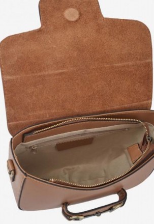 Жіноча італійська стильна шкіряна сумочка крос-боді руда, світло-коричнева вигот. . фото 4