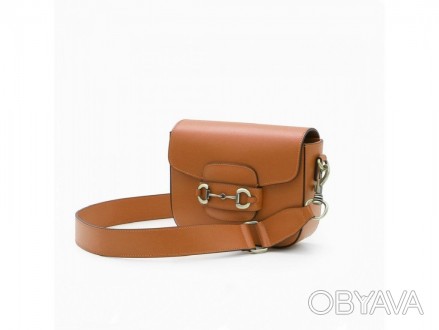 Жіноча італійська стильна шкіряна сумочка крос-боді руда, світло-коричнева вигот. . фото 1