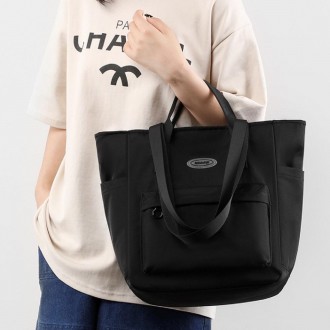 Сумка жіноча велика на плече, сумка шопер текстильна в чорному кольорі.
Розмір: . . фото 3