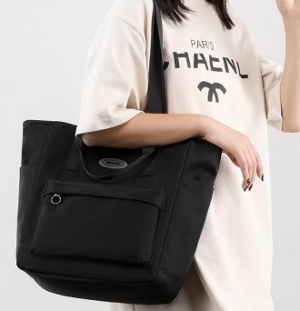 Сумка жіноча велика на плече, сумка шопер текстильна в чорному кольорі.
Розмір: . . фото 2
