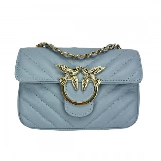 Італійська шкіряна стильна красива стьобана блакитна сумочка через плече, на пле. . фото 3