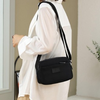 Жіноча сумка повсякденна на плече, через плече, сумка крос-боді чорна текстильна. . фото 2