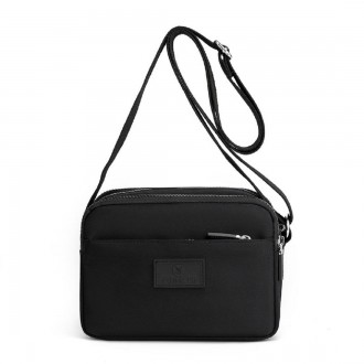 Жіноча сумка повсякденна на плече, через плече, сумка крос-боді чорна текстильна. . фото 9