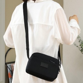 Жіноча сумка повсякденна на плече, через плече, сумка крос-боді чорна текстильна. . фото 4