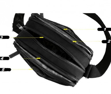 Сумка жіноча на плече, через плече, сумка крос-боді чорна текстильна.
Розмір: 22. . фото 7