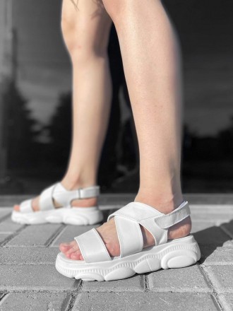 Зручні босоніжки на липучці шкіряні білі у спортивному стилі.
Верх:натуральна шк. . фото 6