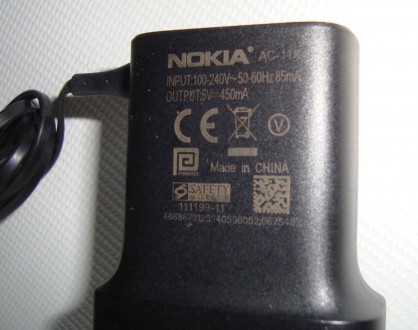 Сетевое зарядное устройство для   AC-11E \ AC-11 Nokia с разъемом тонкий штырек . . фото 4