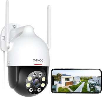 Вулична камера безпеки DEKCO 3K/5MP з виявленням руху, камера відеоспостереження. . фото 2
