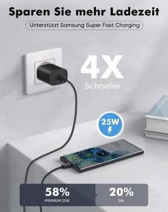 Опис
 
Зарядний пристрій "IPREMIUM" USB C, 25 Вт, зарядний кабель для Samsung Ga. . фото 7