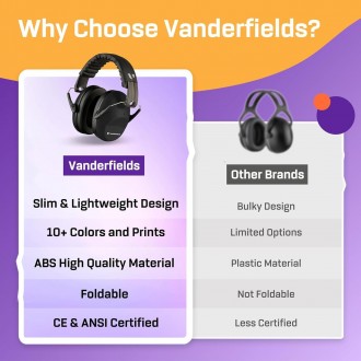 VANDERFIELDS Ear Defenders для взрослых, 26 дБ, сертифицирован UKCA, защитные на. . фото 7