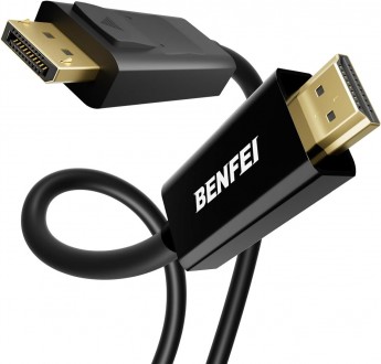 Кабель BENFEI 4K DisplayPort — HDMI длиной 1 m, однонаправленный кабель DP 1.2 о. . фото 2