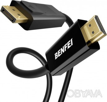 Кабель BENFEI 4K DisplayPort — HDMI длиной 1 m, однонаправленный кабель DP 1.2 о. . фото 1