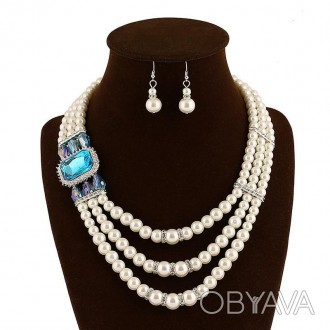 Багатошарове намисто є вишуканим поєднанням трьох шарів штучних перлів, що створ. . фото 1