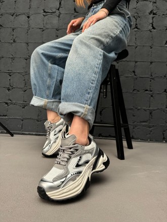 
Новинка ?Стильні натуральні кросівки Арт. 5357Колір-сірийНатуральна шкіра, сітк. . фото 3