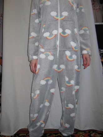  Пижама кигуруми Peacocks женская б/у теплая, очень мягкий флис. Резинки на манж. . фото 7