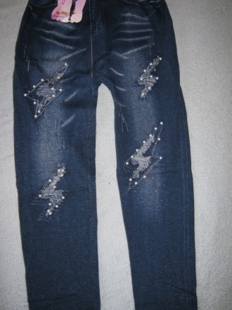 Модные стильные женские молодежные лосины под джинс - джеггинсы, бесшовные по бо. . фото 7