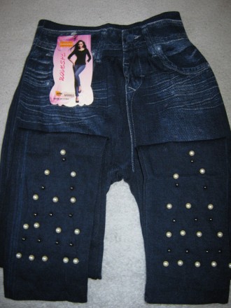 Модные стильные женские молодежные лосины под джинс - джеггинсы, бесшовные по бо. . фото 6