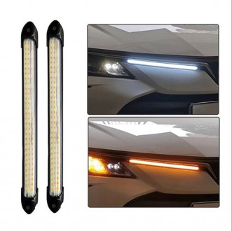 LED ходовые огни 24 см универсальные дневные ходовые ДХО 12V, на авто с поворота. . фото 2
