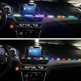 Подсветка салона авто Ambient Rgb 110+25см, светодиодная Bluetooth лента торпеды. . фото 11