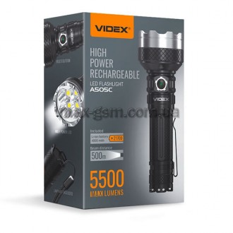 Портативний світлодіодний ліхтарик VIDEX VLF-A505C 5500Lm 5000K - має потужний п. . фото 3