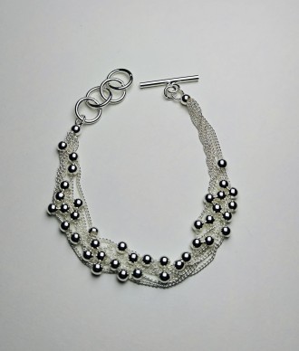 Жіночий браслет зі срібла з родієвим покриттям складається з шести ланцюжків та . . фото 5