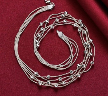 Жіночий срібний ланцюжок-кольє із стерлінгового срібла 925 проби з родієвим покр. . фото 3