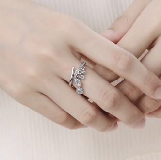 Регулируемое женское кольцо из стерлингового серебра с родиевым покрытием 925 пр. . фото 2