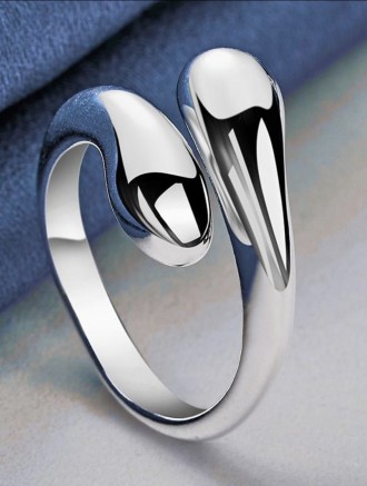 Регулируемое кольцо из стерлингового серебра 925 пробы с родиевым покрытием Капл. . фото 4