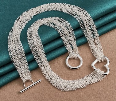 Жіночий срібний ланцюжок-кольє зі стерлінгового срібла 925 проби, що складається. . фото 2