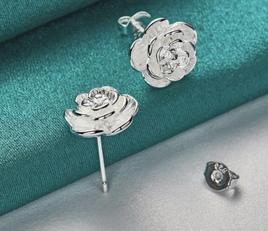 Женские сережки-гвоздики из стерлингового серебра 925 пробы с родиевым покрытием. . фото 3
