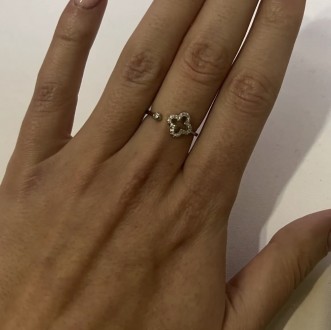 Регулируемое женское кольцо из стерлингового серебра с родиевым покрытием 925 пр. . фото 6