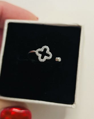 Регулируемое женское кольцо из стерлингового серебра с родиевым покрытием 925 пр. . фото 5