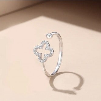 Регулируемое женское кольцо из стерлингового серебра с родиевым покрытием 925 пр. . фото 2