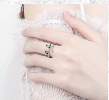 Регулируемое женское кольцо из стерлингового серебра с родиевым покрытием 925 пр. . фото 8