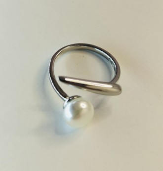 Регулируемое женское кольцо из стерлингового серебра с родиевым покрытием 925 пр. . фото 8
