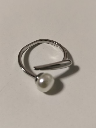 Регулируемое женское кольцо из стерлингового серебра с родиевым покрытием 925 пр. . фото 9