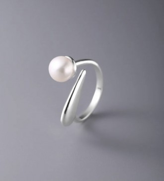 Регулируемое женское кольцо из стерлингового серебра с родиевым покрытием 925 пр. . фото 6