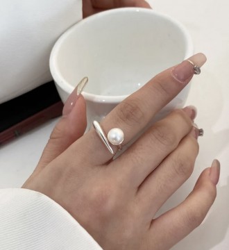 Регулируемое женское кольцо из стерлингового серебра с родиевым покрытием 925 пр. . фото 3