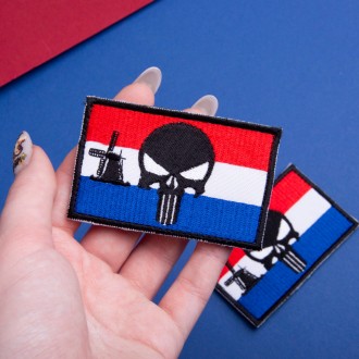 Шеврон "Флаг Нідерландів (з шинряком) + Череп Карателя" — унікальне поєднання на. . фото 6