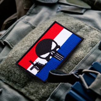 Шеврон "Флаг Нідерландів (з шинряком) + Череп Карателя" — унікальне поєднання на. . фото 3