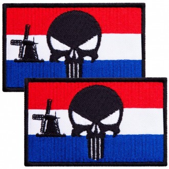 Шеврон "Флаг Нідерландів (з шинряком) + Череп Карателя" — унікальне поєднання на. . фото 2