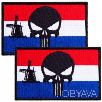 Шеврон "Флаг Нідерландів (з шинряком) + Череп Карателя" — унікальне поєднання на. . фото 1